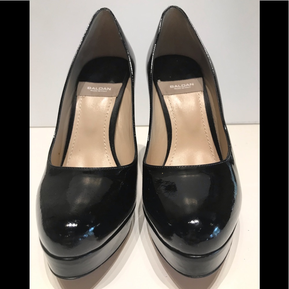 Baldan 🇮🇹 HH black patent platform round toe